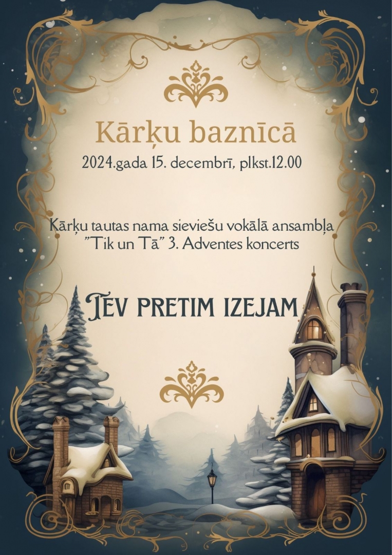 Zīmējums ar ziemas ainavu un apsnigušām ēkām