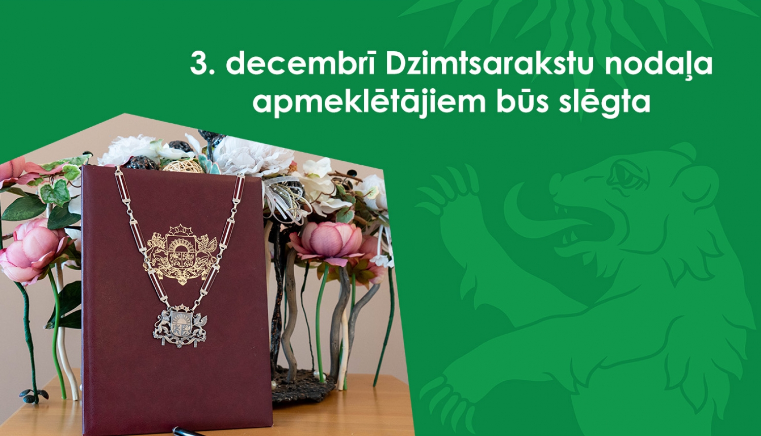 Dzimtsarakstu nodaļas darba laiks 3. decembrī 